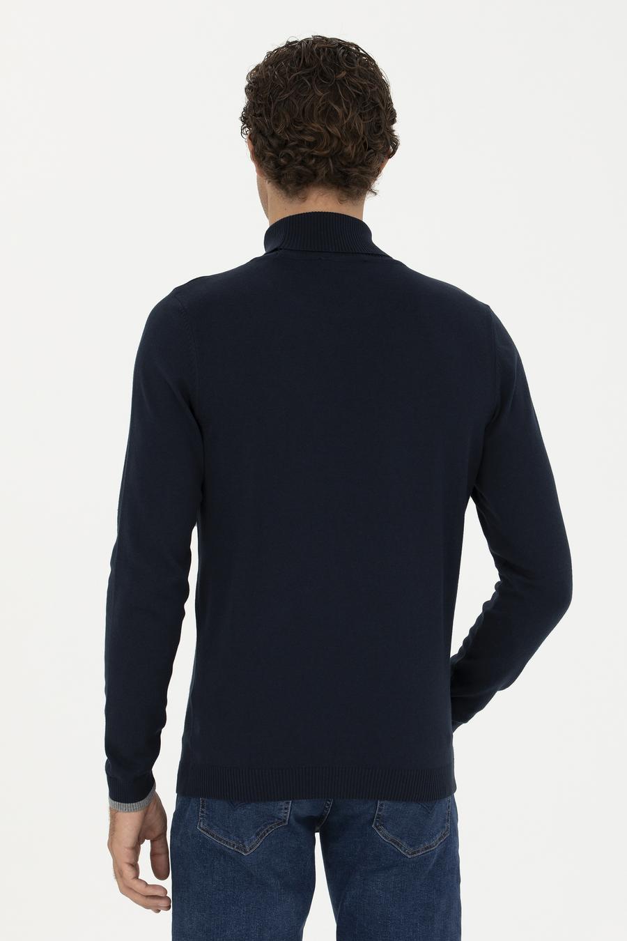 Lacivert Slim Fit Balıkçı Yaka Basic Triko Kazak - 50245058004