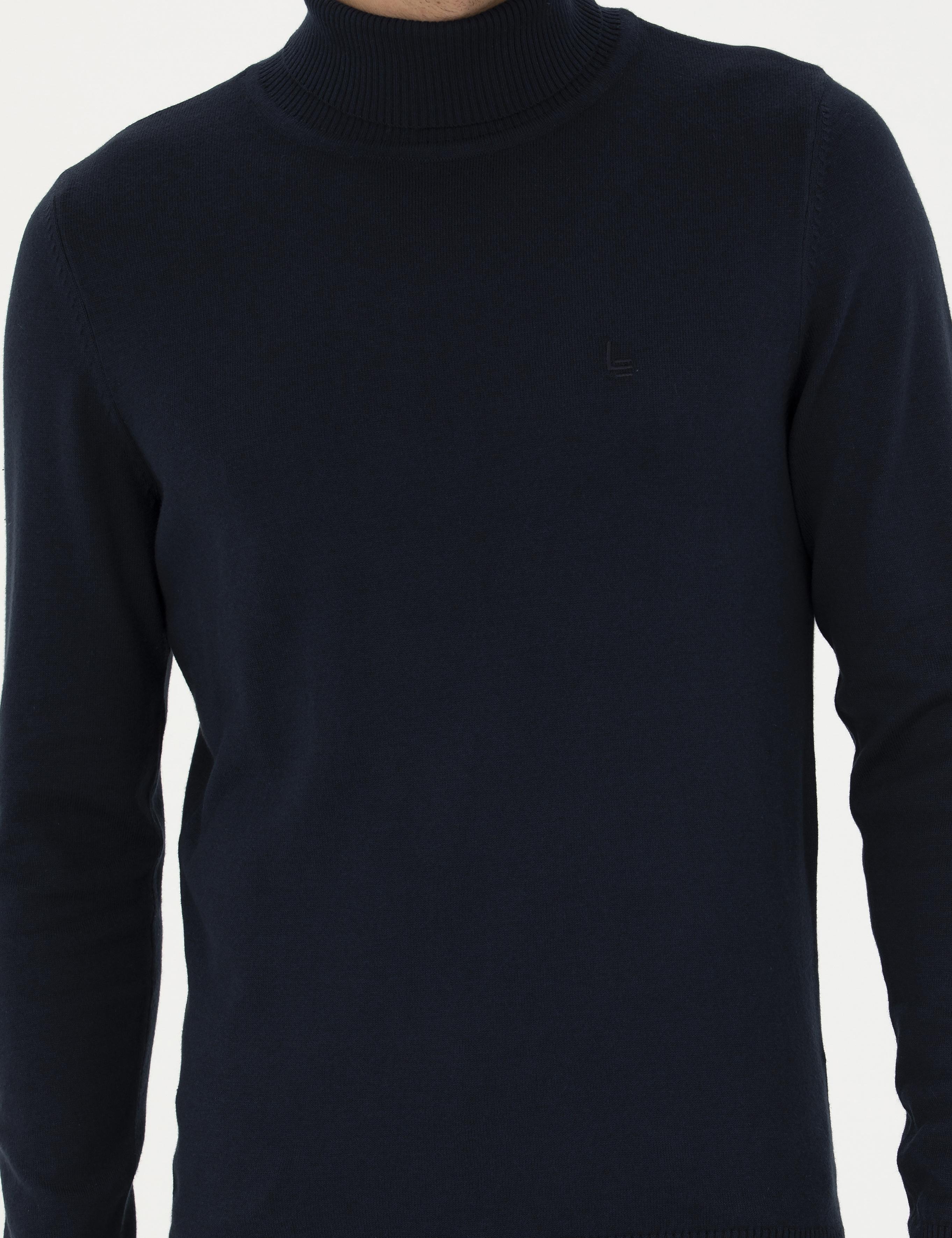 Lacivert Slim Fit Balıkçı Yaka Basic Triko Kazak - 50245058004