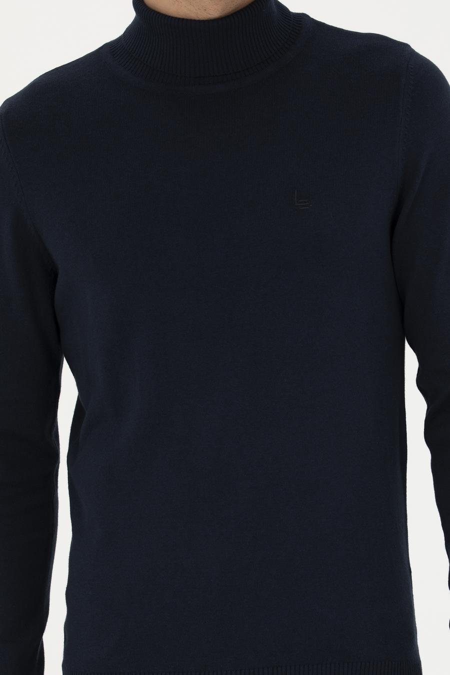 Lacivert Slim Fit Balıkçı Yaka Basic Triko Kazak - 50245058004