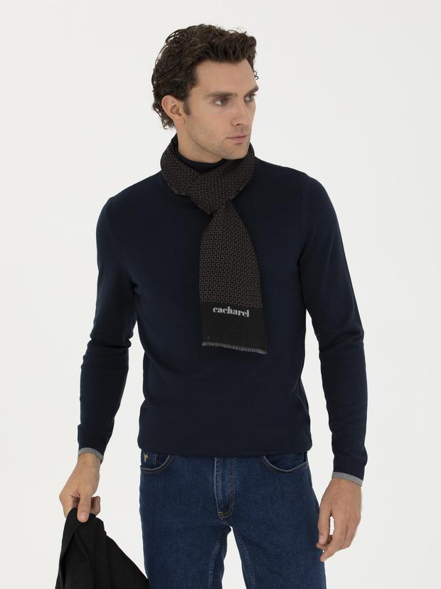 Lacivert Slim Fit Balıkçı Yaka Basic Triko Kazak