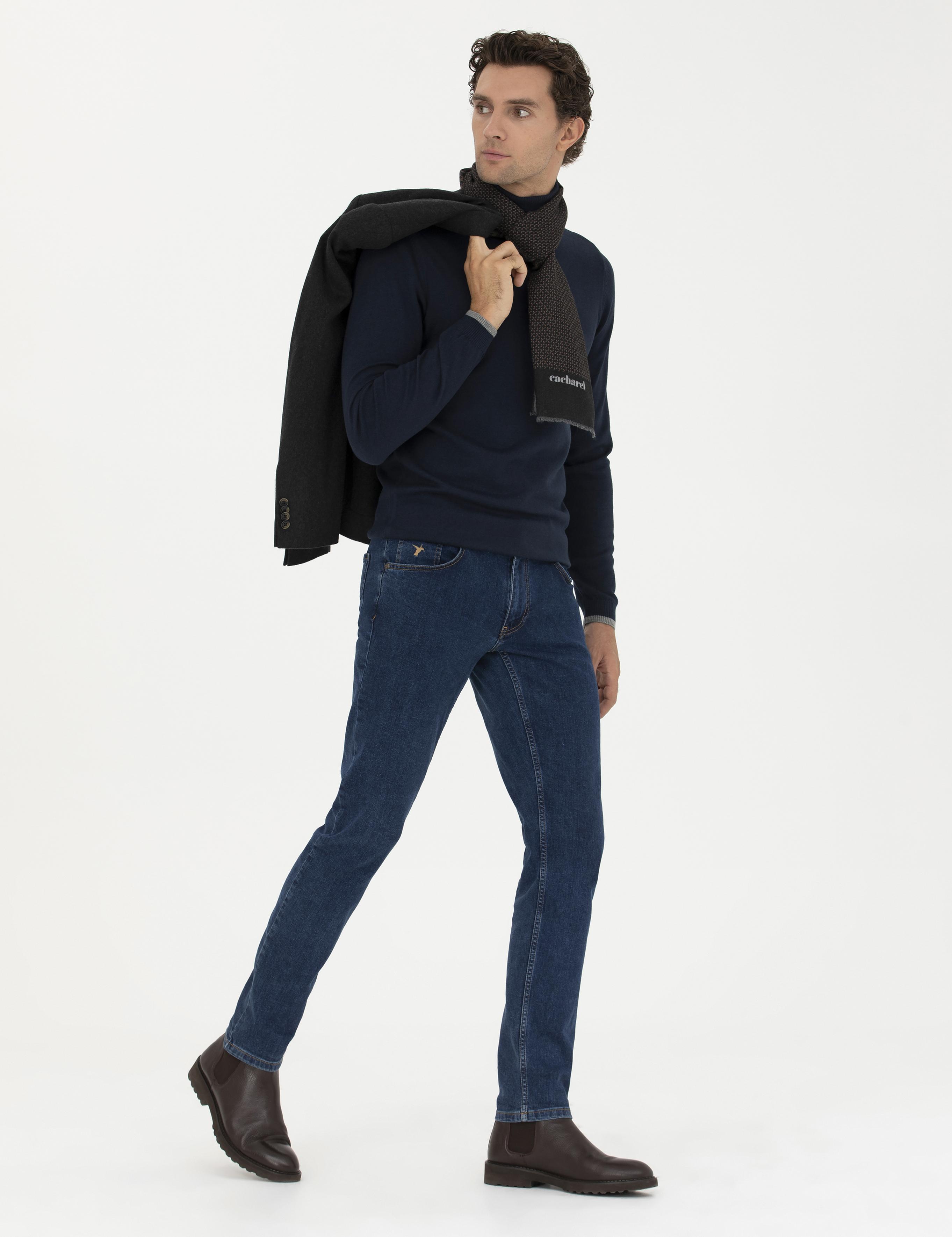 Lacivert Slim Fit Balıkçı Yaka Basic Triko Kazak - 50245058004