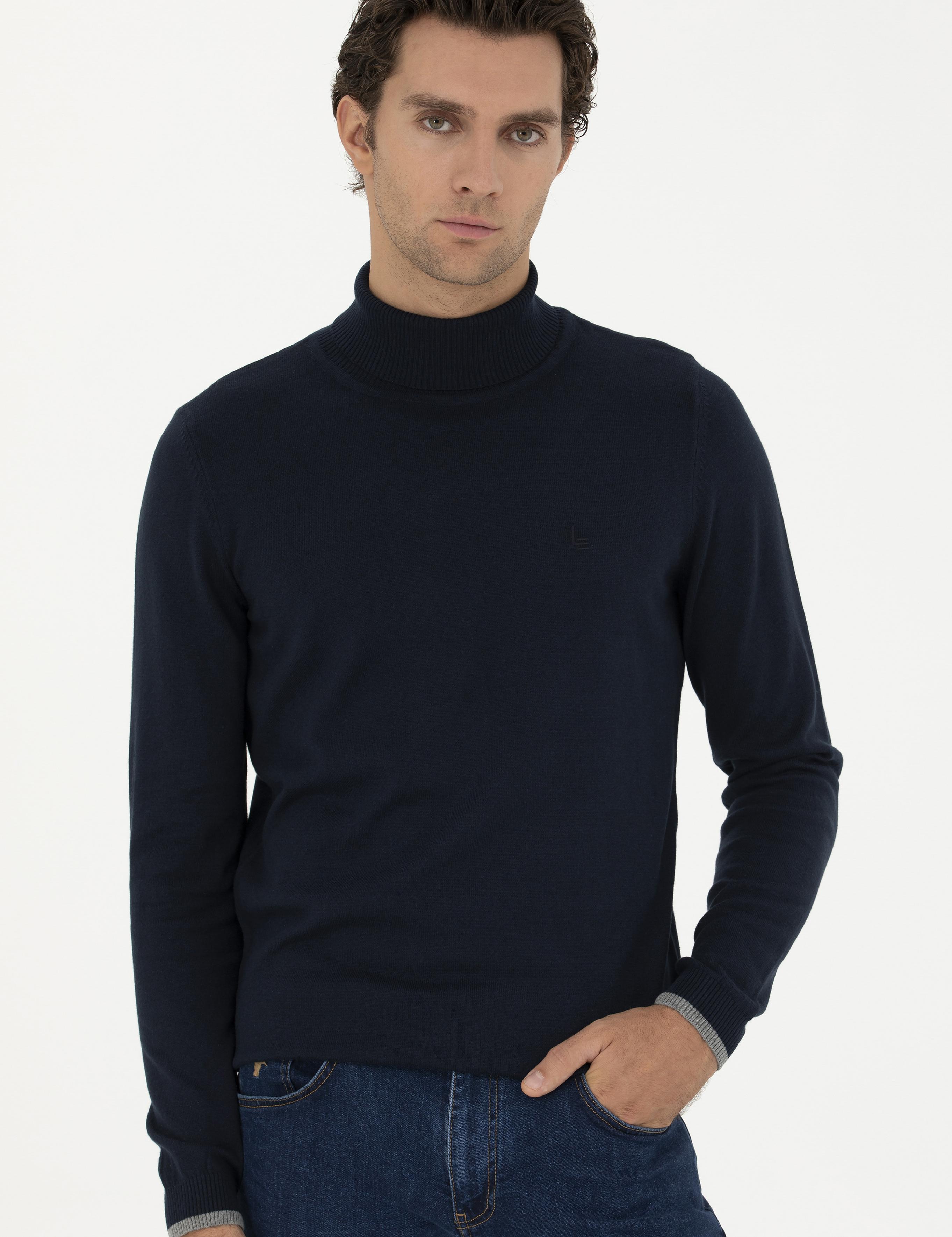Lacivert Slim Fit Balıkçı Yaka Basic Triko Kazak - 50245058004