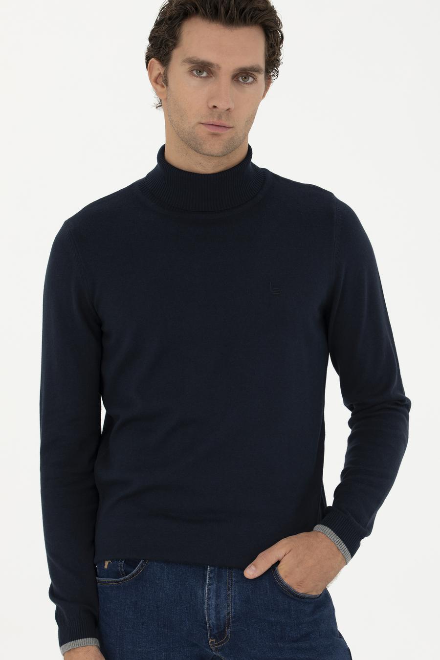 Lacivert Slim Fit Balıkçı Yaka Basic Triko Kazak - 50245058004