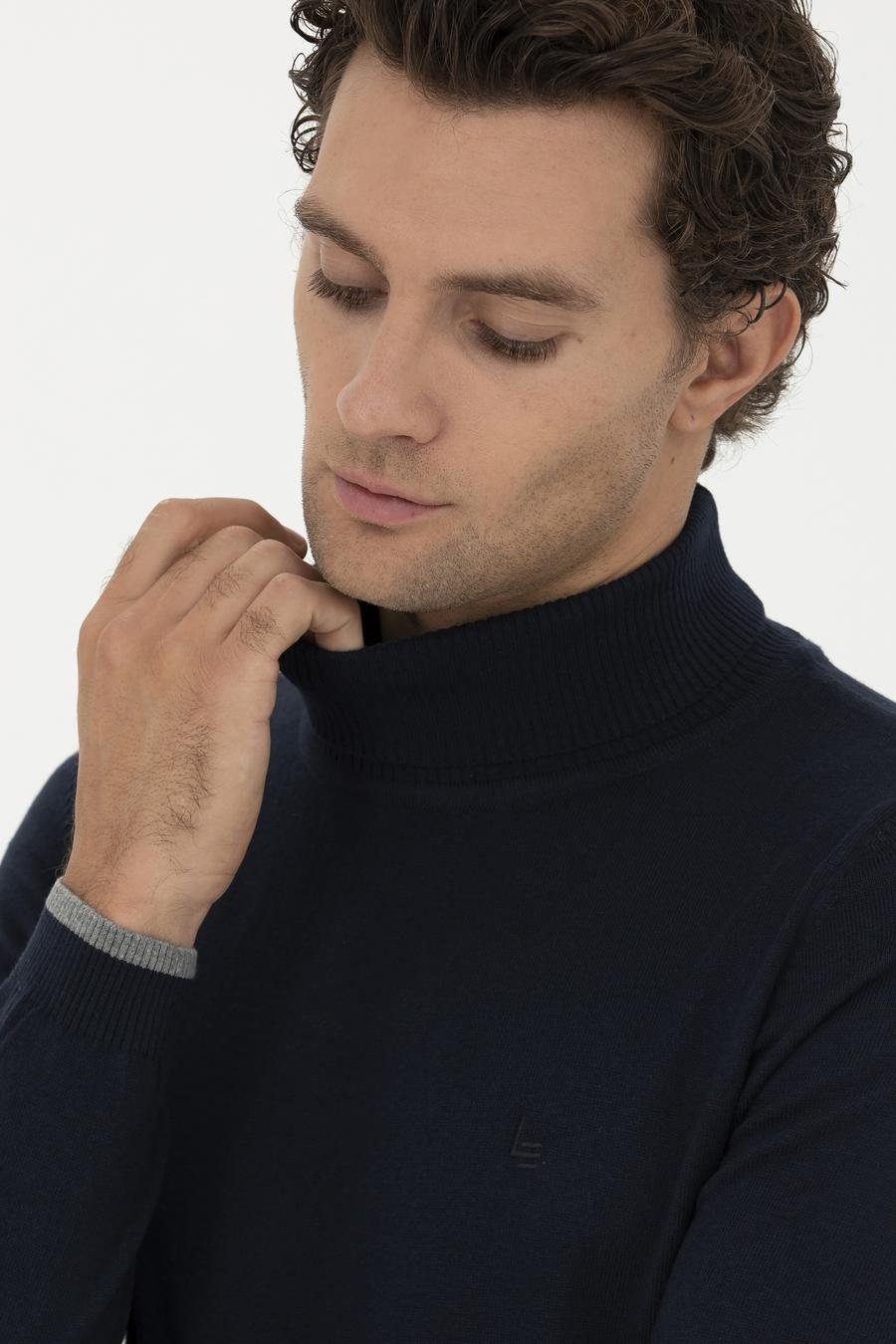 Lacivert Slim Fit Balıkçı Yaka Basic Triko Kazak - 50245058004