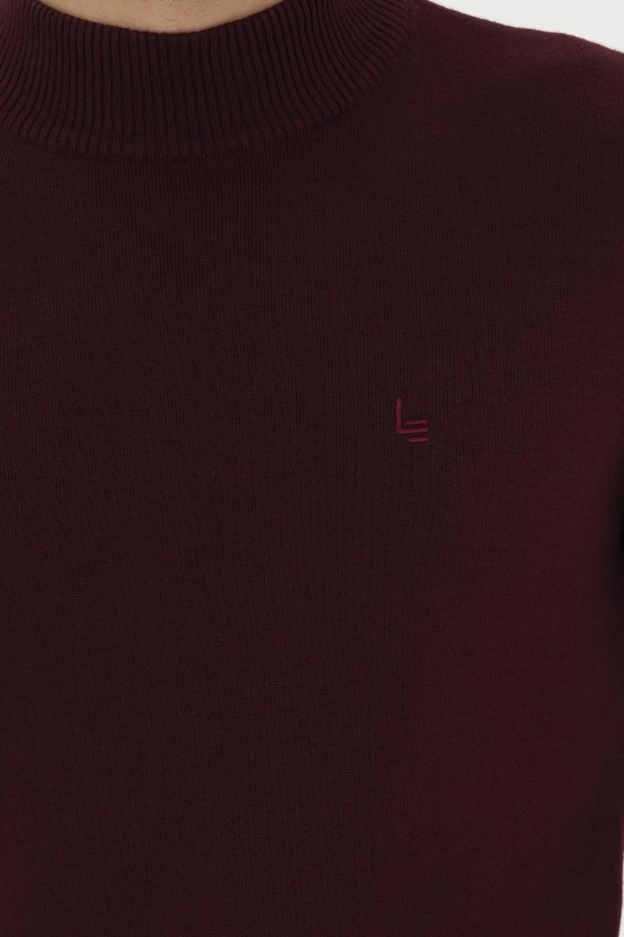Bordo Slim Fit Yarım Balıkçı Basic Triko Kazak - 50245057022