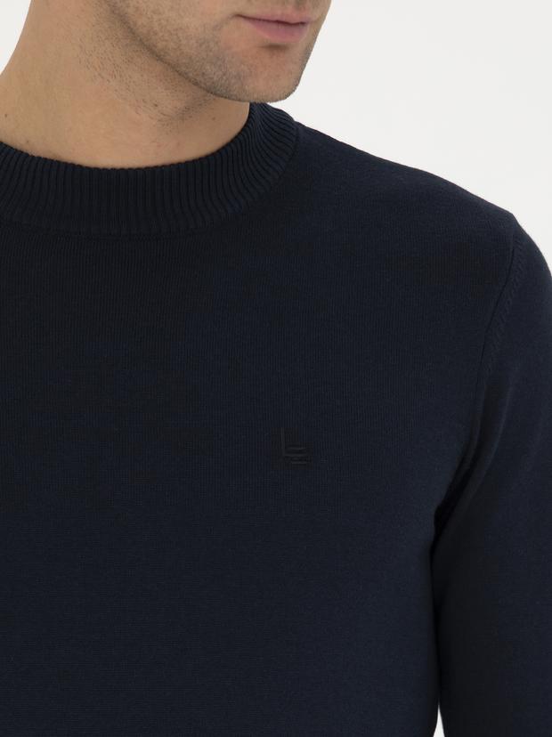 Lacivert Slim Fit Çeyrek Balıkçı Basic Triko Kazak