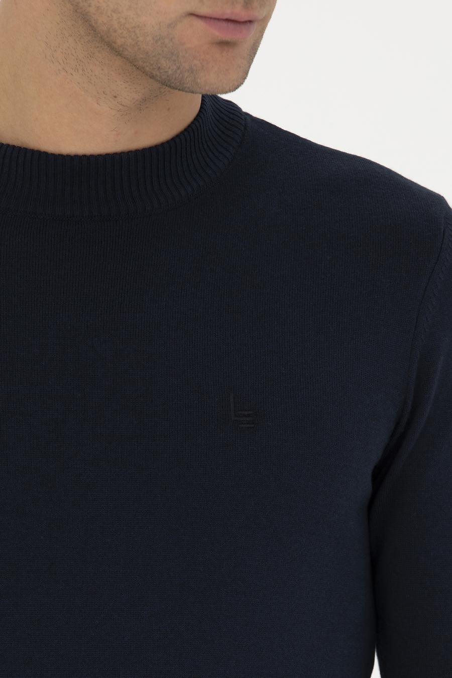 Lacivert Slim Fit Çeyrek Balıkçı Basic Triko Kazak - 50259098003