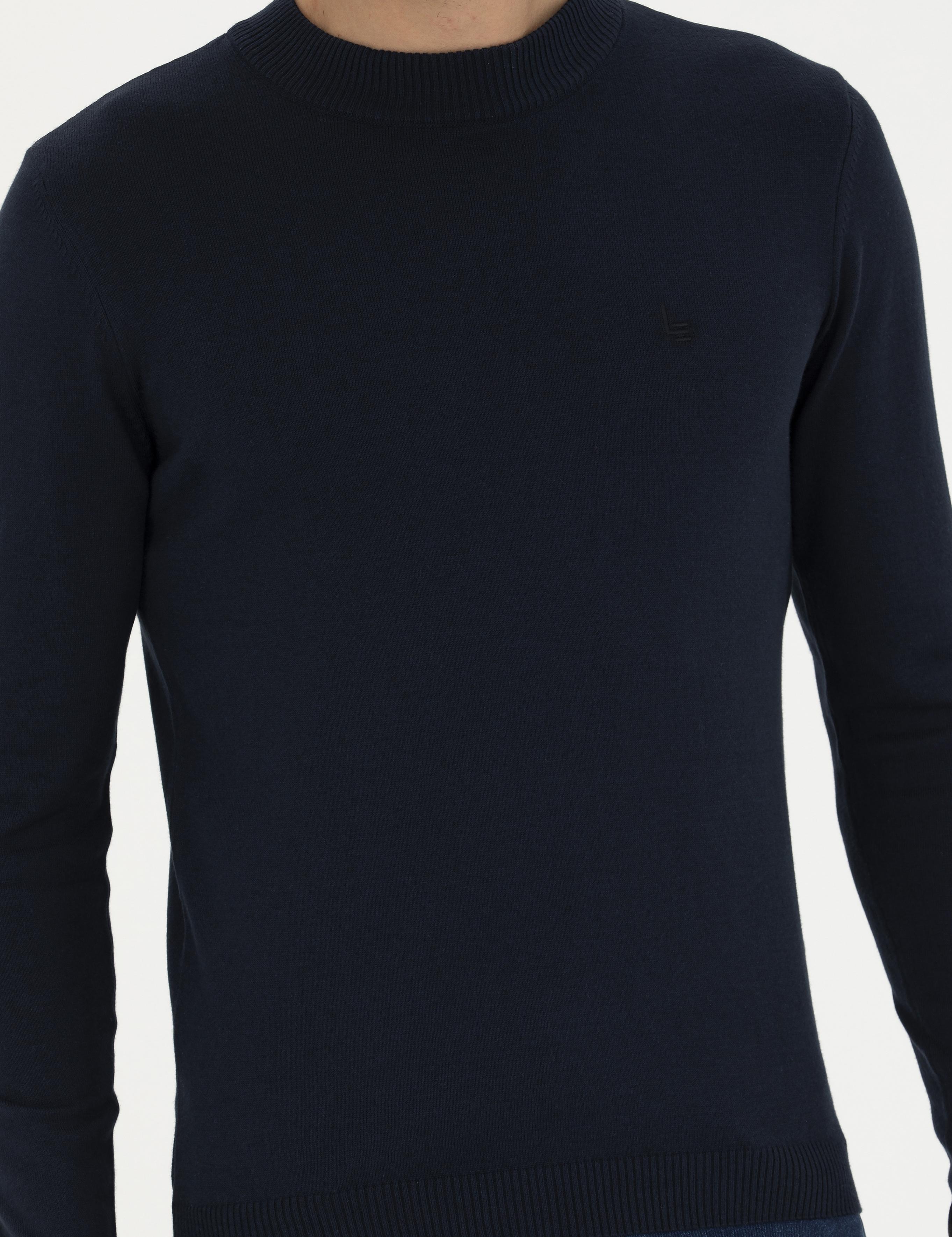 Lacivert Slim Fit Çeyrek Balıkçı Basic Triko Kazak - 50259098003