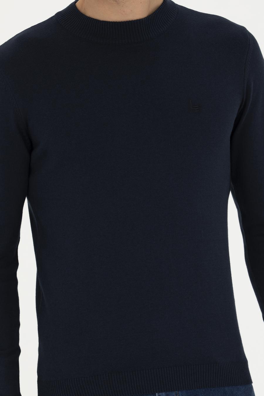 Lacivert Slim Fit Çeyrek Balıkçı Basic Triko Kazak - 50259098003