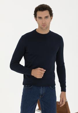 Lacivert Slim Fit Çeyrek Balıkçı Basic Triko Kazak