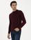 Bordo Slim Fit Yarım Çeyrek Basic Triko Kazak