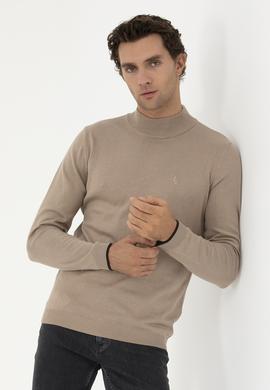 Camel Slim Fit Yarım Balıkçı Basic Triko Kazak