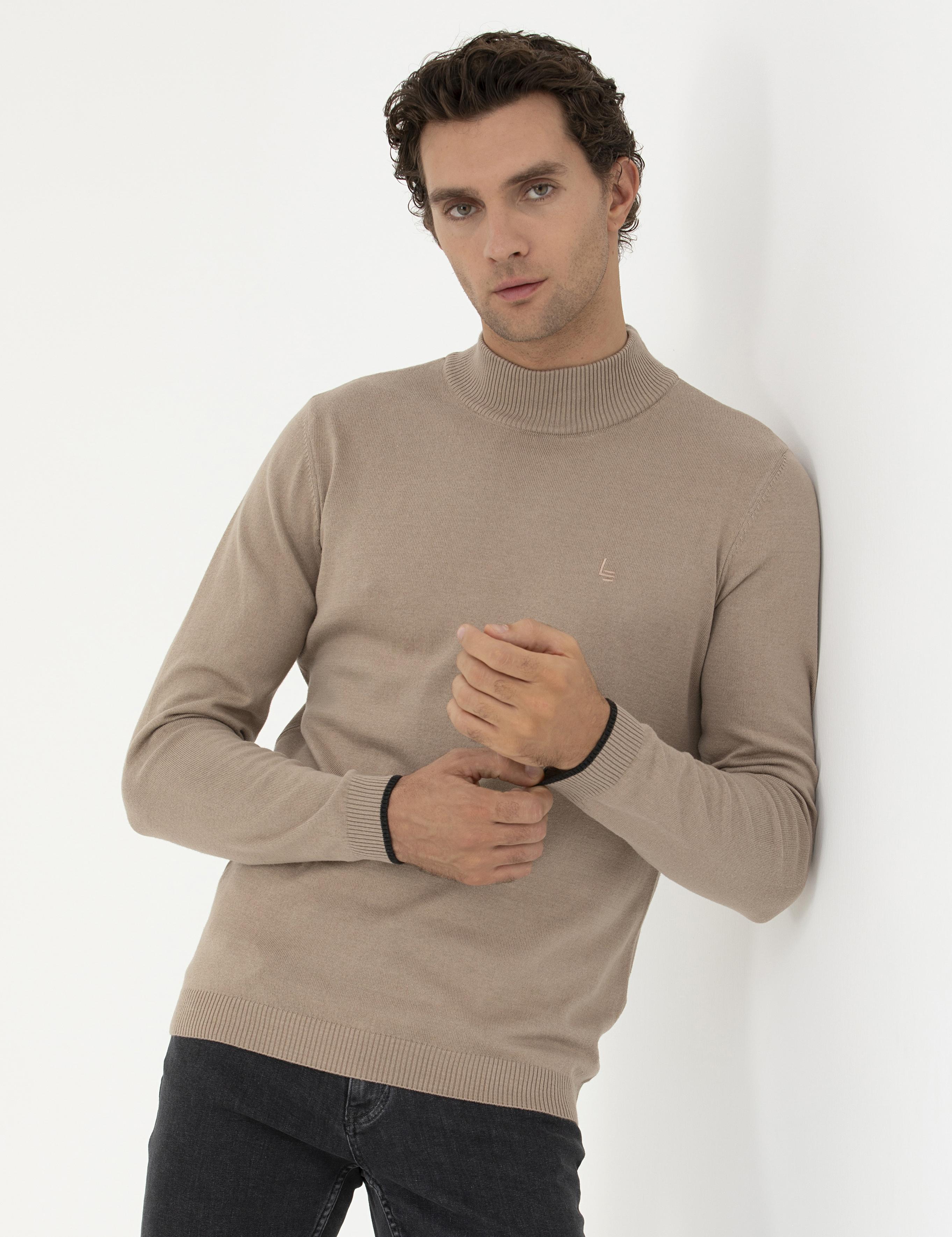 Camel Slim Fit Yarım Balıkçı Basic Triko Kazak - 50258895065