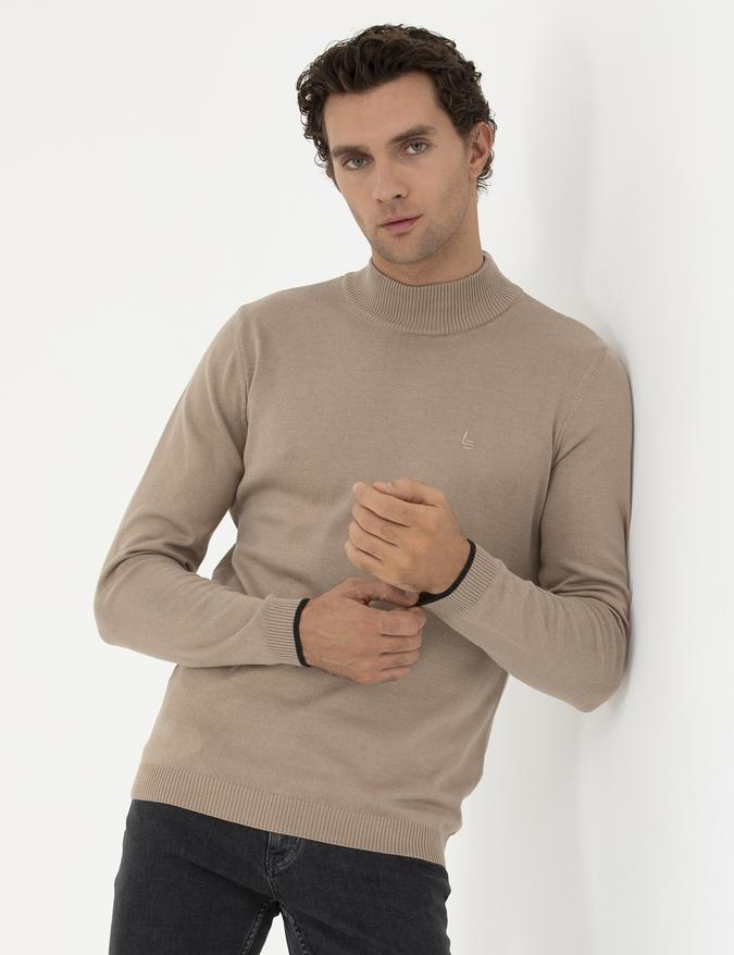 Camel Slim Fit Yarım Balıkçı Basic Triko Kazak
