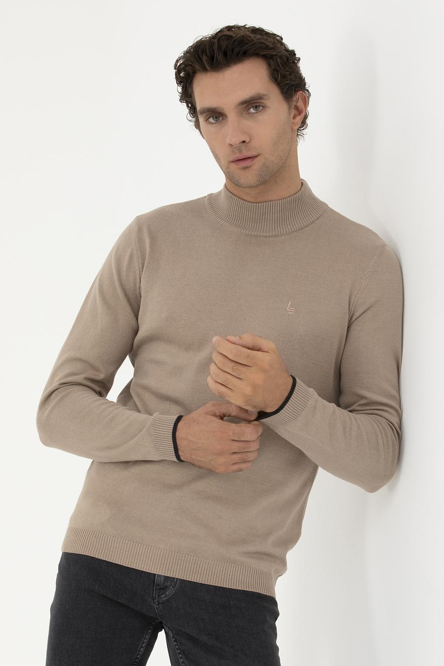 Camel Slim Fit Yarım Balıkçı Basic Triko Kazak - 50258895065