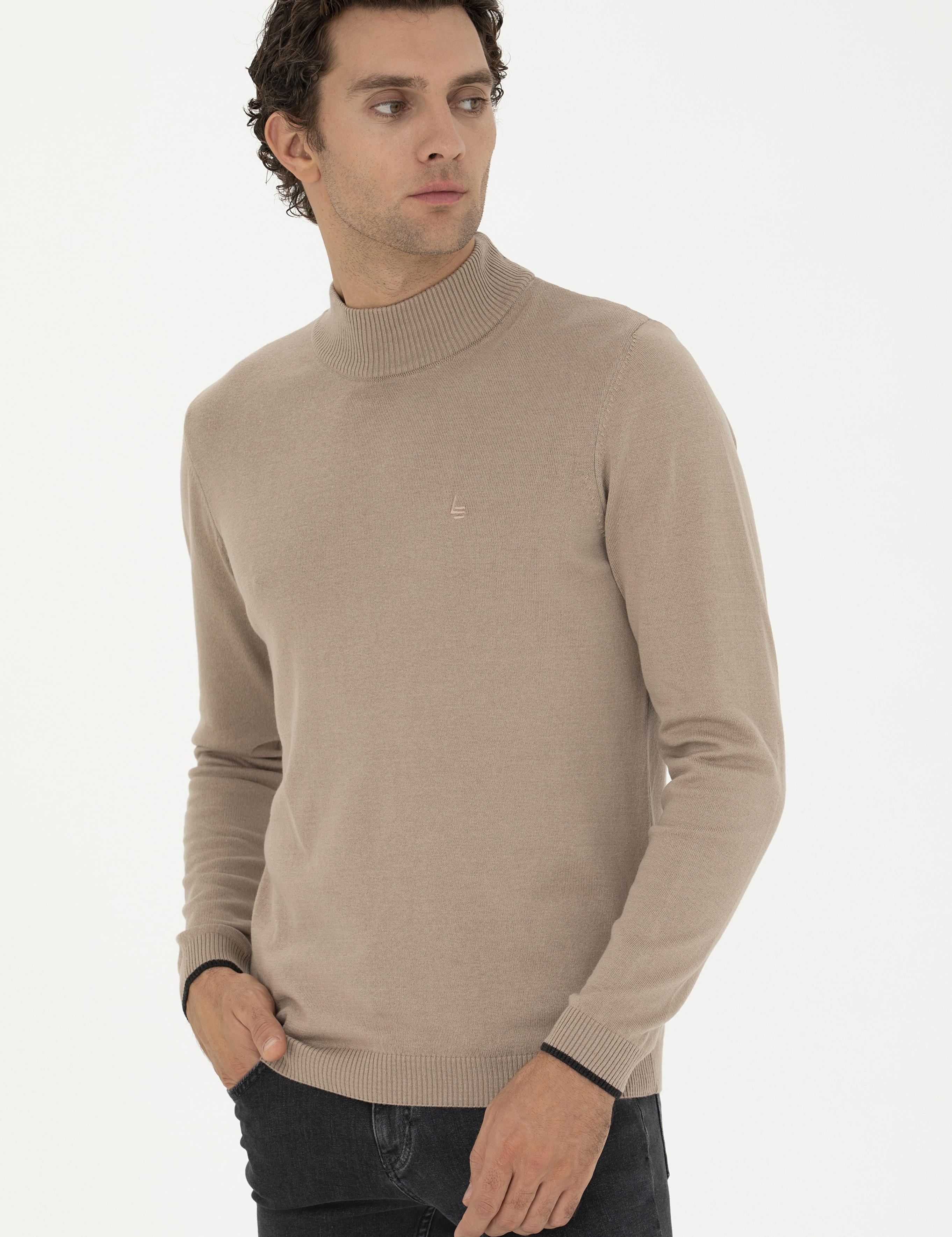 Camel Slim Fit Yarım Balıkçı Basic Triko Kazak - 50258895065