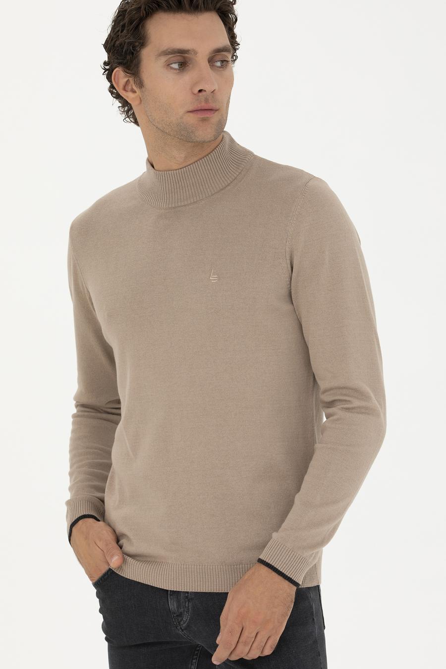 Camel Slim Fit Yarım Balıkçı Basic Triko Kazak - 50258895065