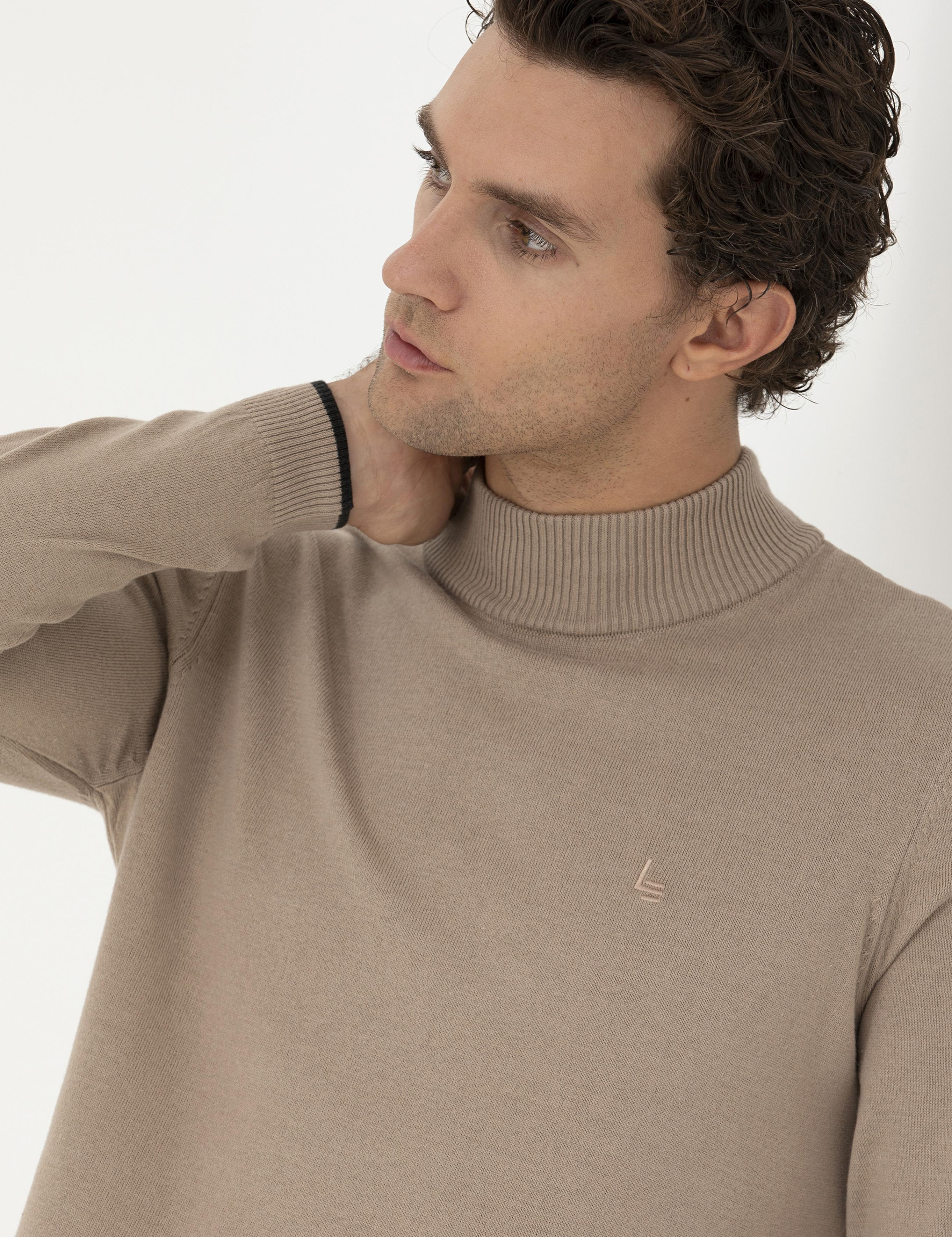 Camel Slim Fit Yarım Balıkçı Basic Triko Kazak - 50258895065