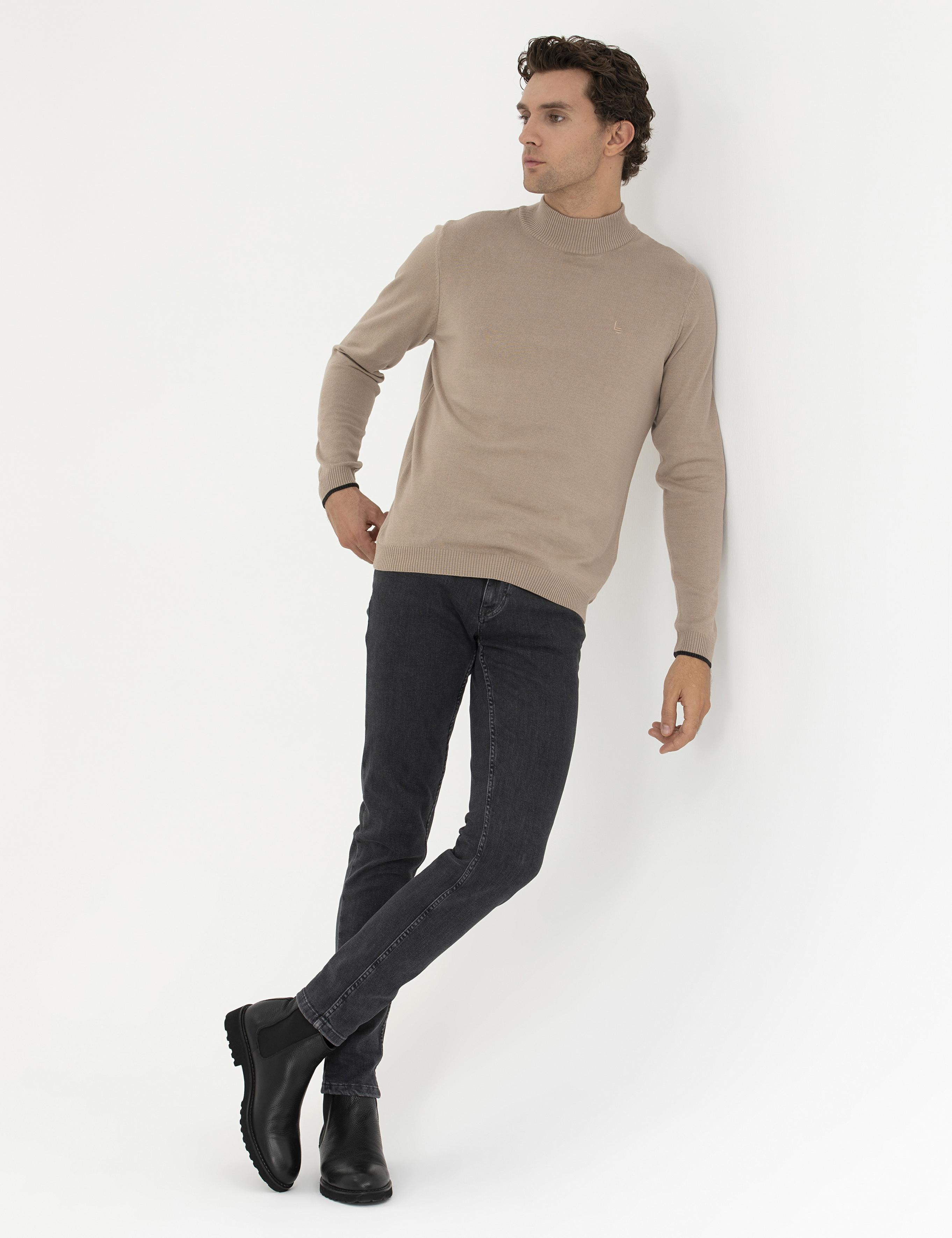Camel Slim Fit Yarım Balıkçı Basic Triko Kazak - 50258895065