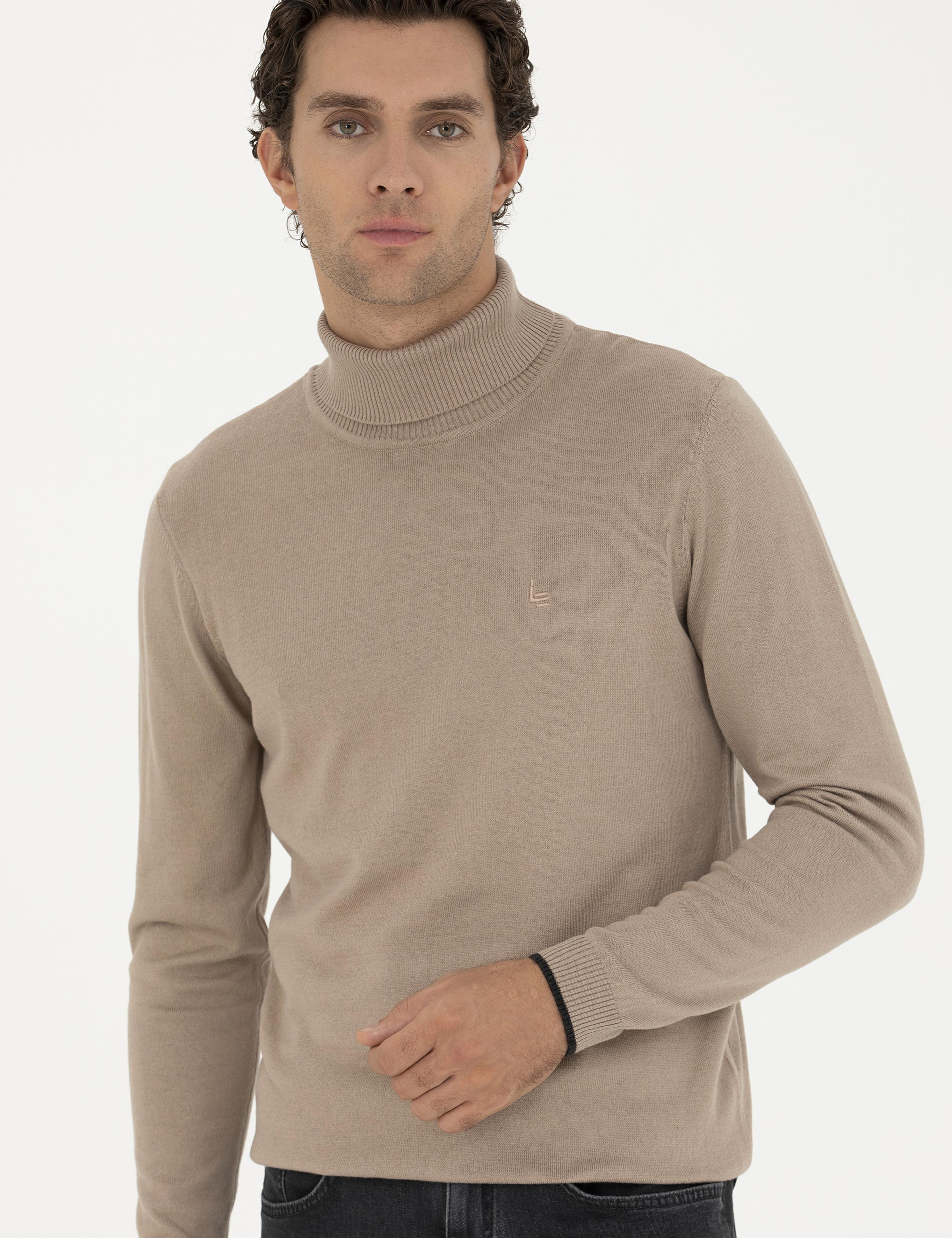 Camel Slim Fit Balıkçı Yaka Basic Triko Kazak - 50258919017