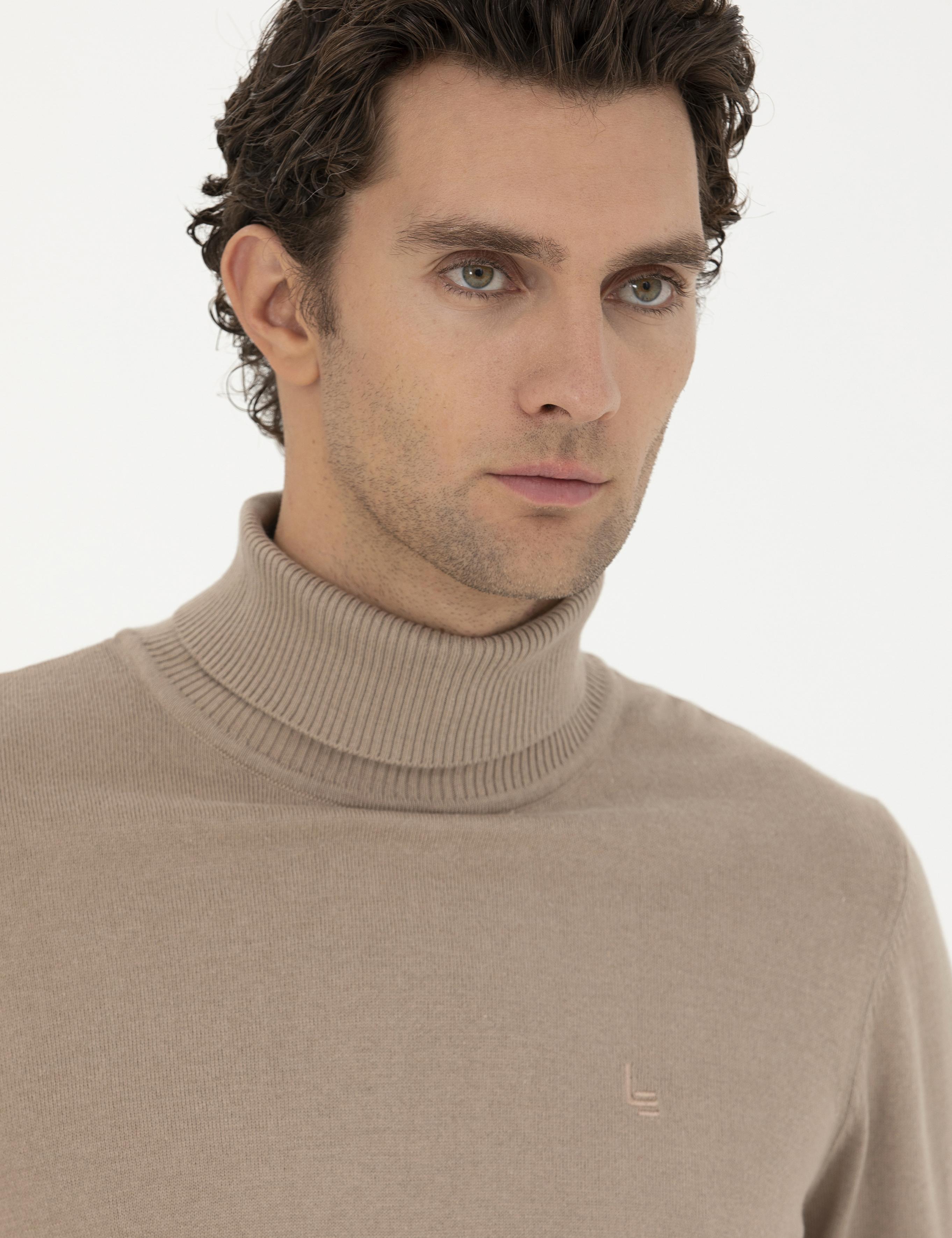 Camel Slim Fit Balıkçı Yaka Basic Triko Kazak - 50258919017