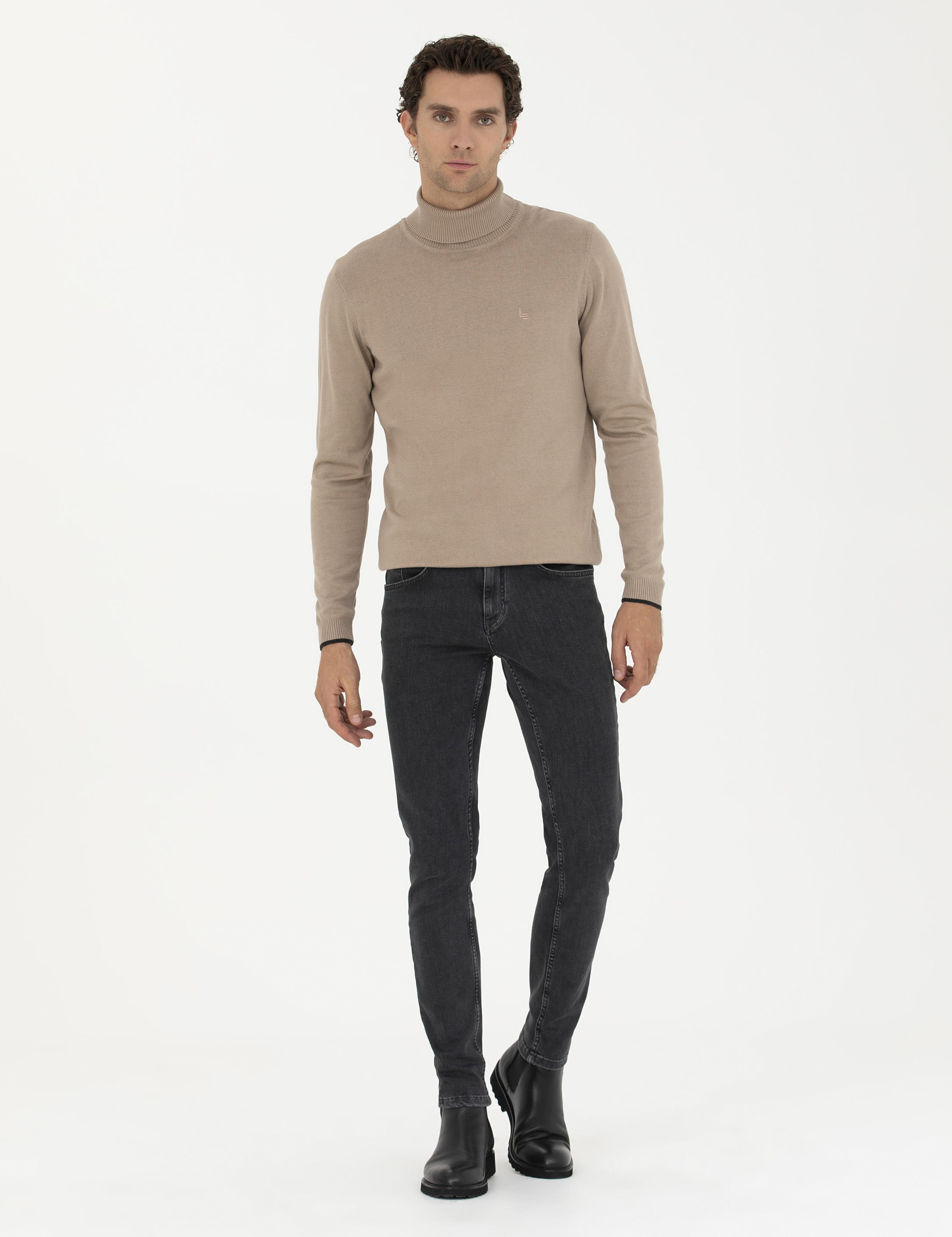 Camel Slim Fit Balıkçı Yaka Basic Triko Kazak - 50258919017
