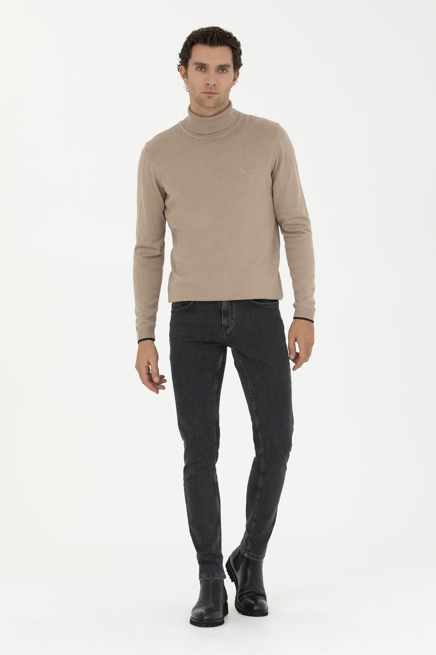 Camel Slim Fit Balıkçı Yaka Basic Triko Kazak - 50258919017