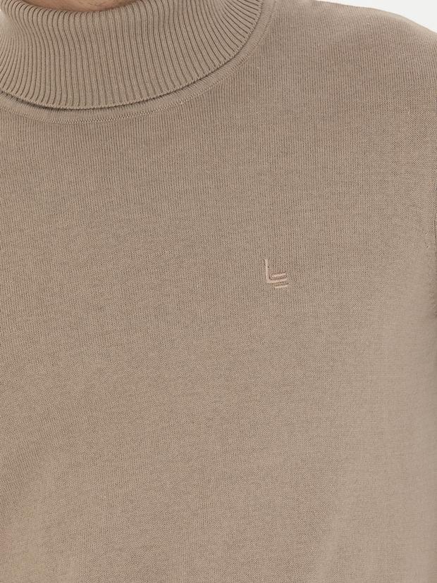 Camel Slim Fit Balıkçı Yaka Basic Triko Kazak