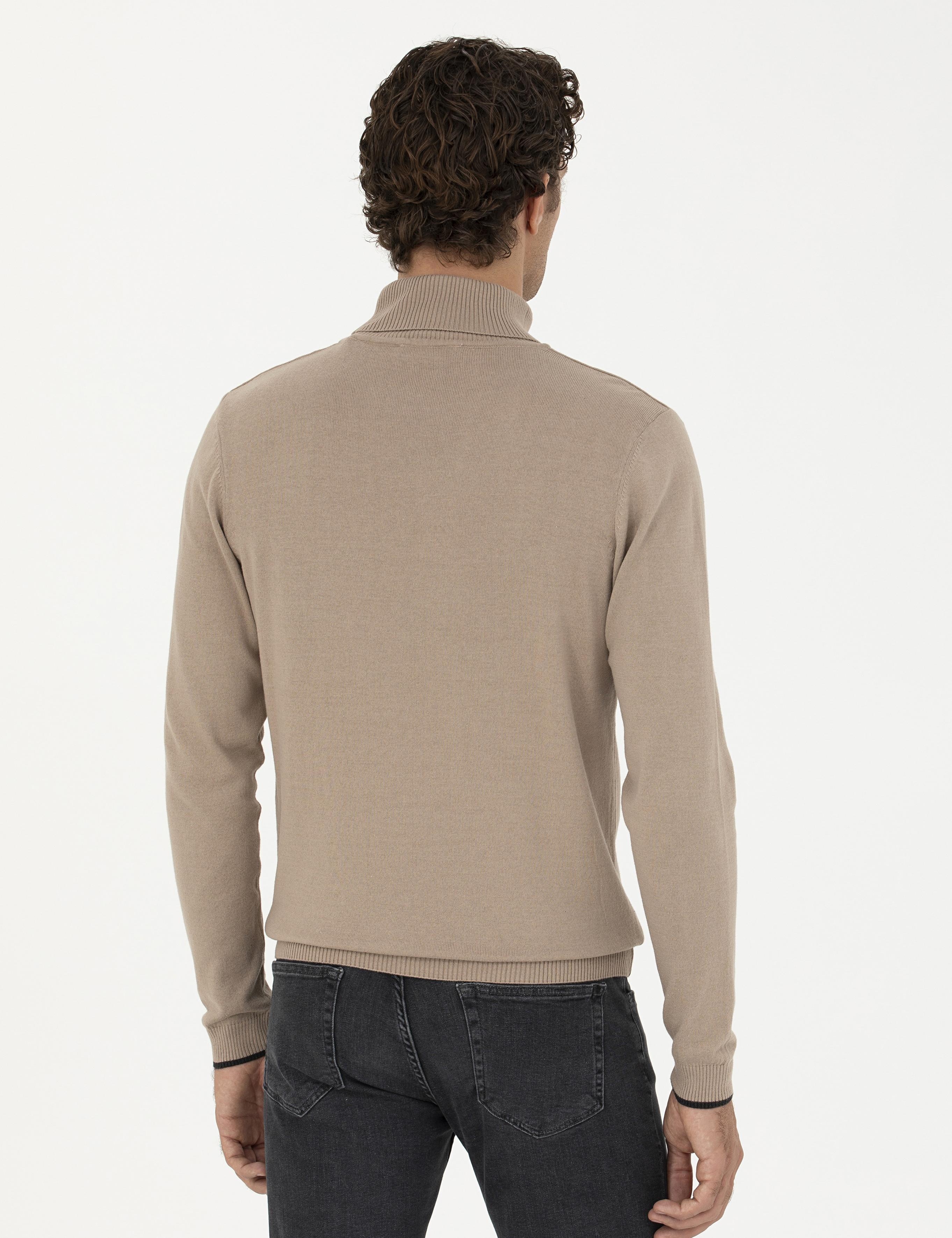Camel Slim Fit Balıkçı Yaka Basic Triko Kazak - 50258919017