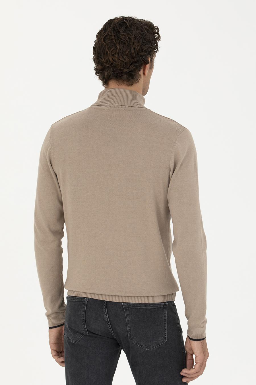 Camel Slim Fit Balıkçı Yaka Basic Triko Kazak - 50258919017