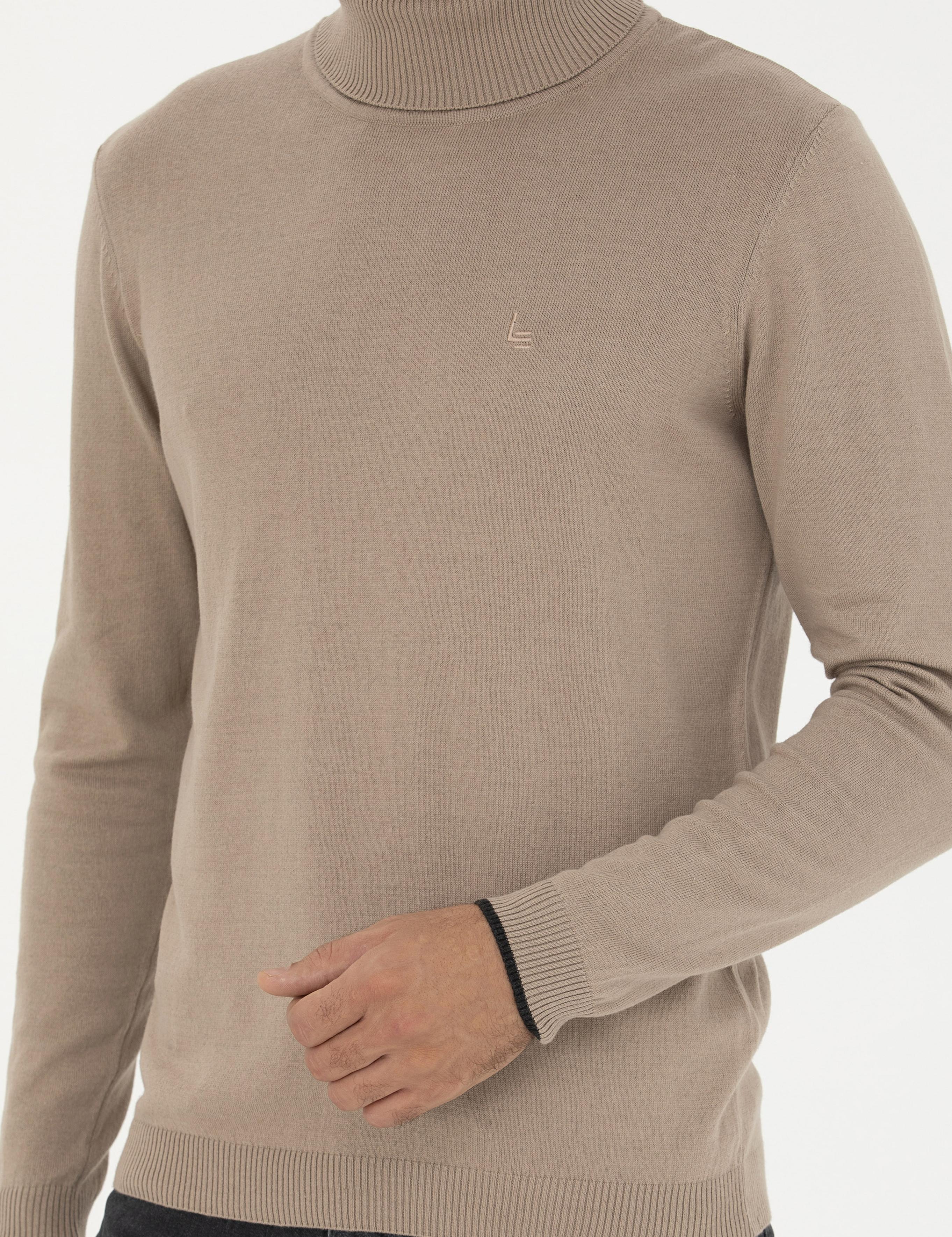 Camel Slim Fit Balıkçı Yaka Basic Triko Kazak - 50258919017