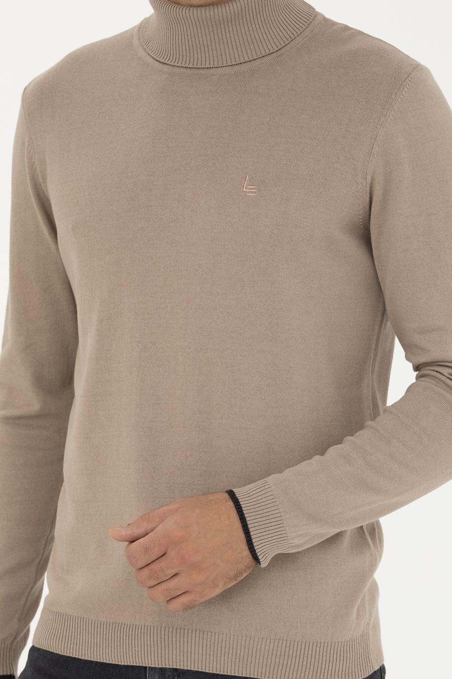 Camel Slim Fit Balıkçı Yaka Basic Triko Kazak - 50258919017