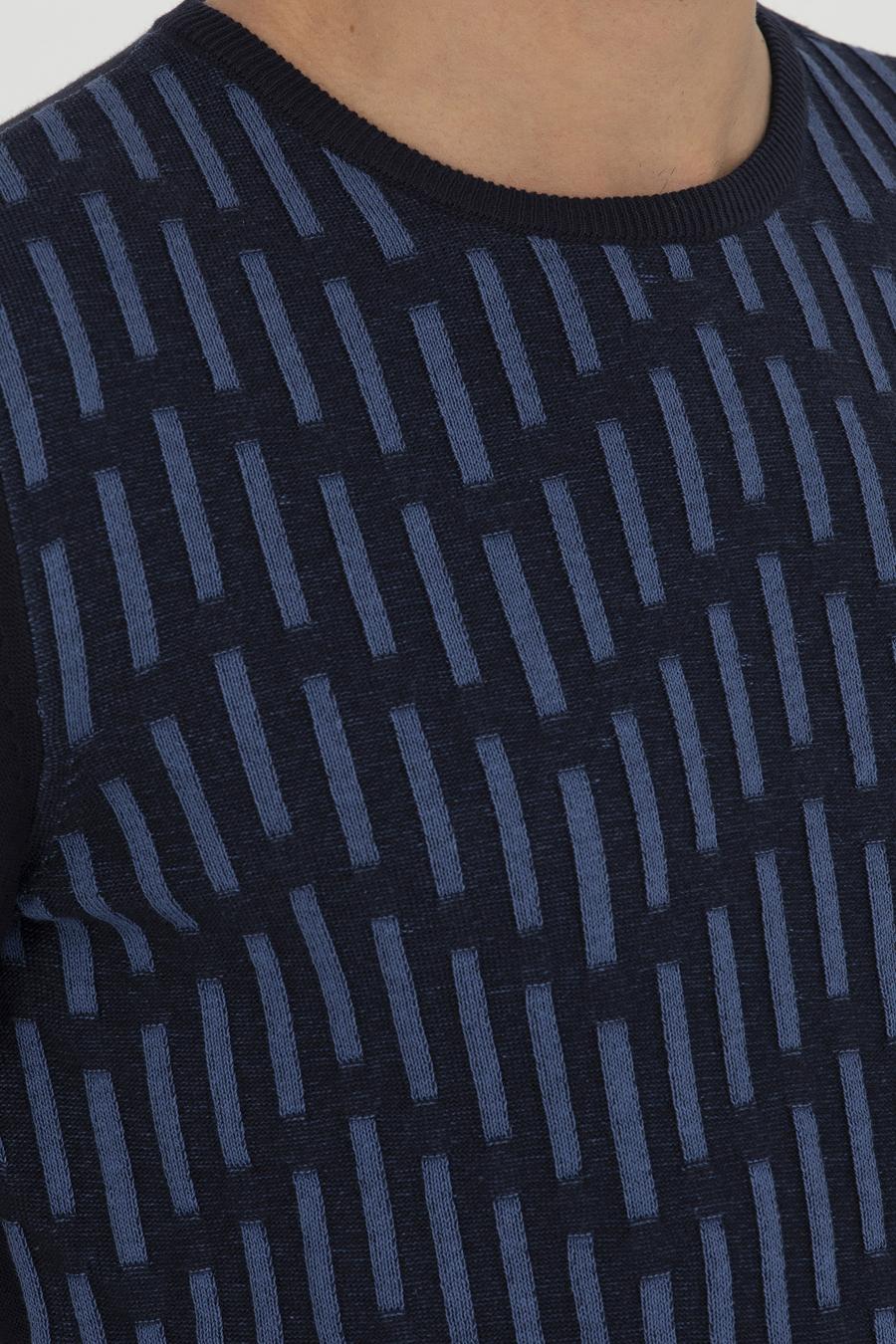 Lacivert Slim Fit %100 Pamuk Bisiklet Yaka Triko Kazak - 50234952016
