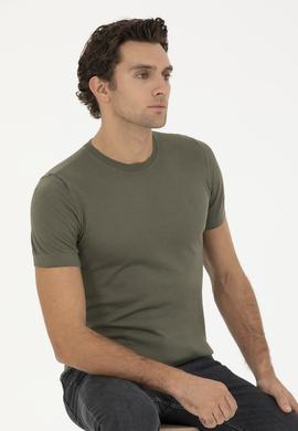 Haki Slim Fit Bisiklet Yaka Triko T-shirt