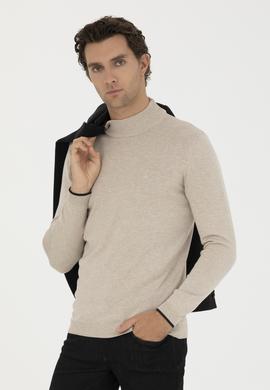 Kum Melanj Slim Fit Yarım Balıkçı Basic Triko Kazak
