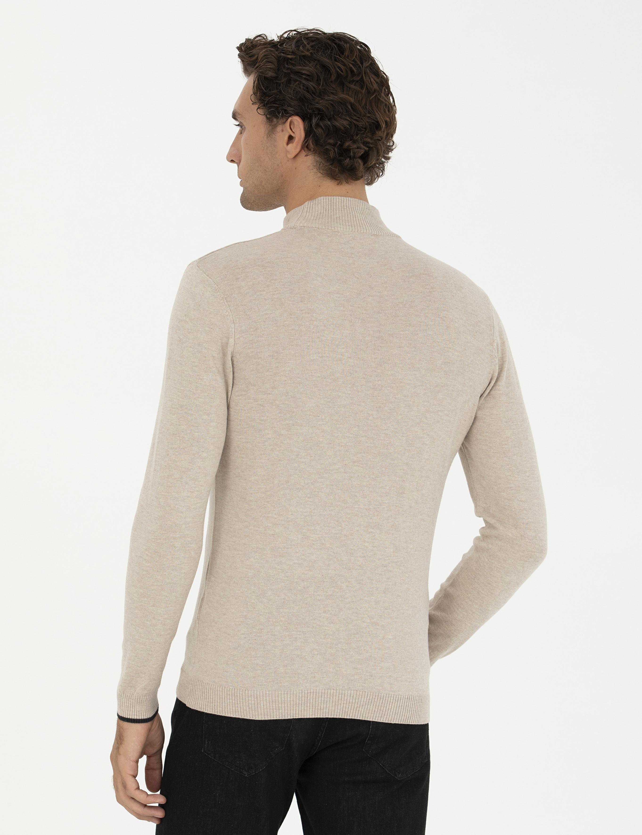 Kum Melanj Slim Fit Yarım Balıkçı Basic Triko Kazak - 50258895076