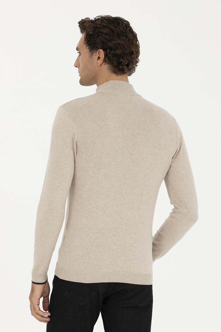 Kum Melanj Slim Fit Yarım Balıkçı Basic Triko Kazak - 50258895076