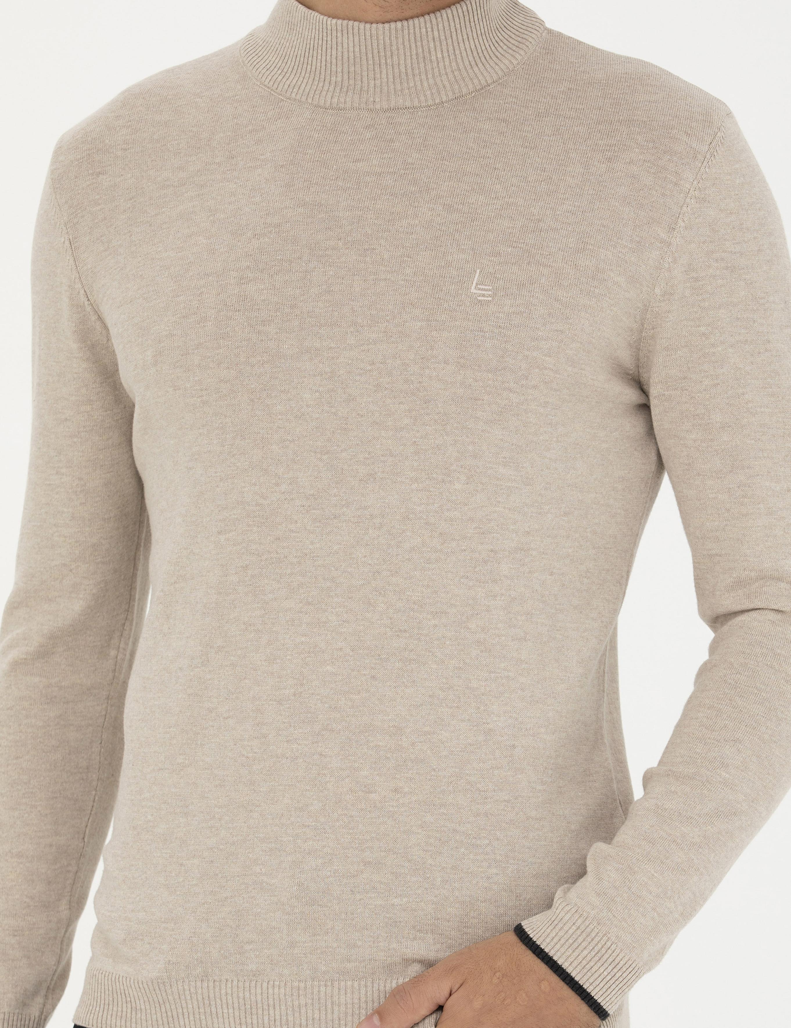 Kum Melanj Slim Fit Yarım Balıkçı Basic Triko Kazak - 50258895076