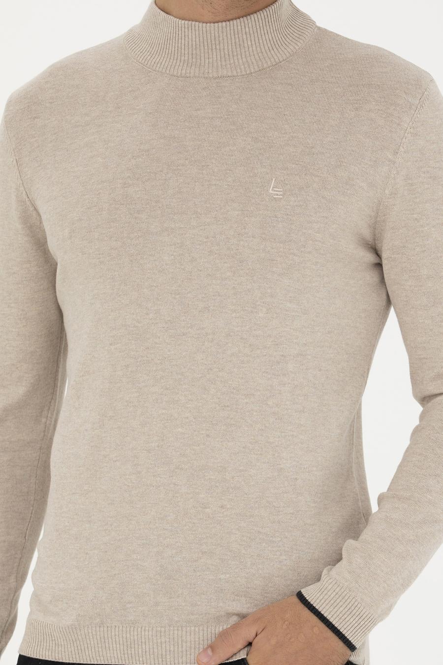 Kum Melanj Slim Fit Yarım Balıkçı Basic Triko Kazak - 50258895076