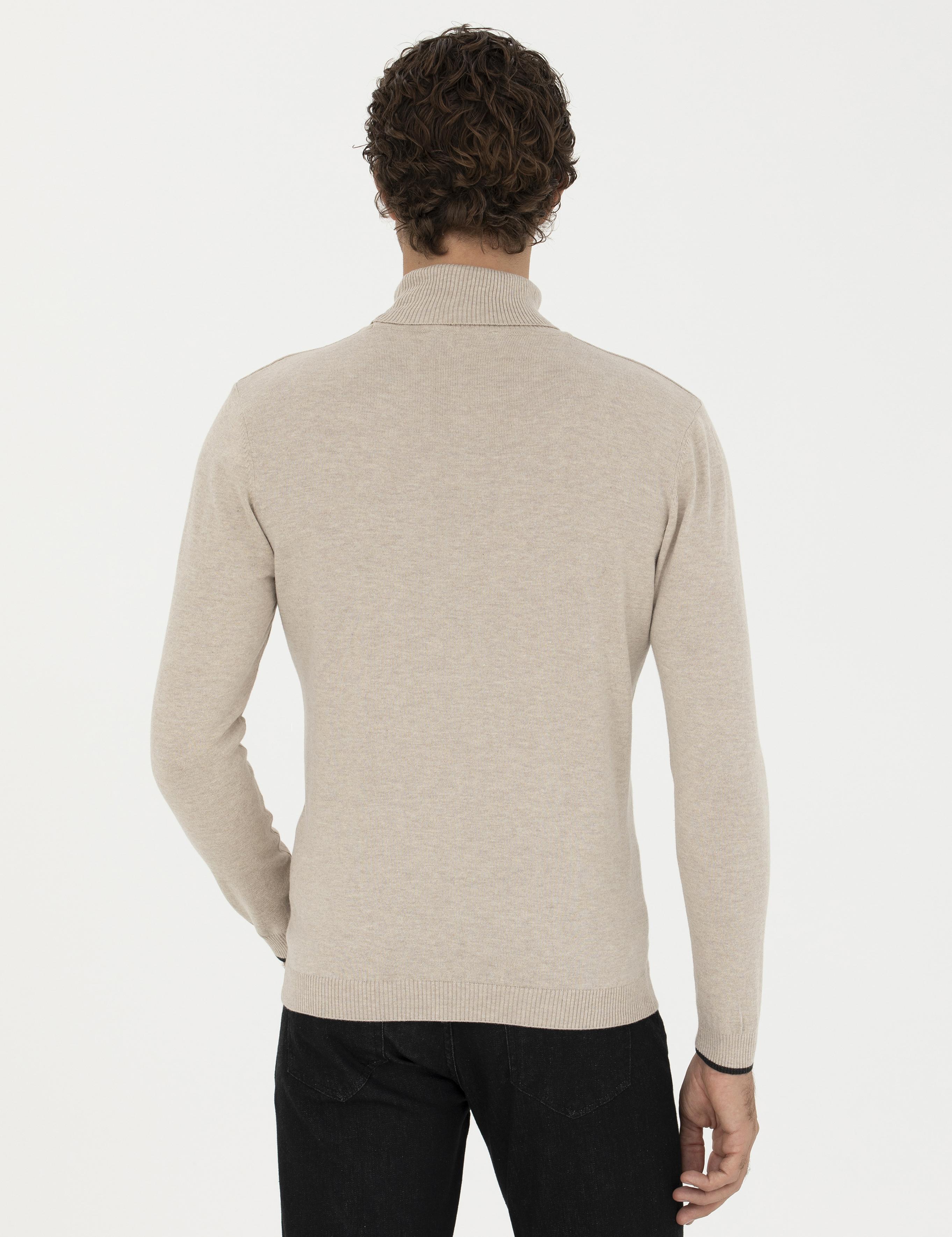Kum Melanj Slim Fit Balıkçı Yaka Basic Triko Kazak - 50258919003