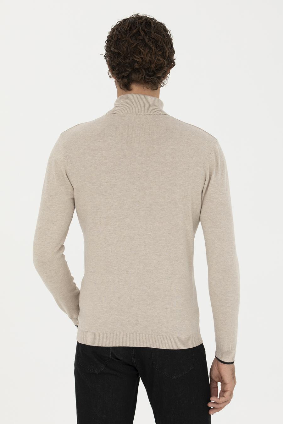 Kum Melanj Slim Fit Balıkçı Yaka Basic Triko Kazak - 50258919003