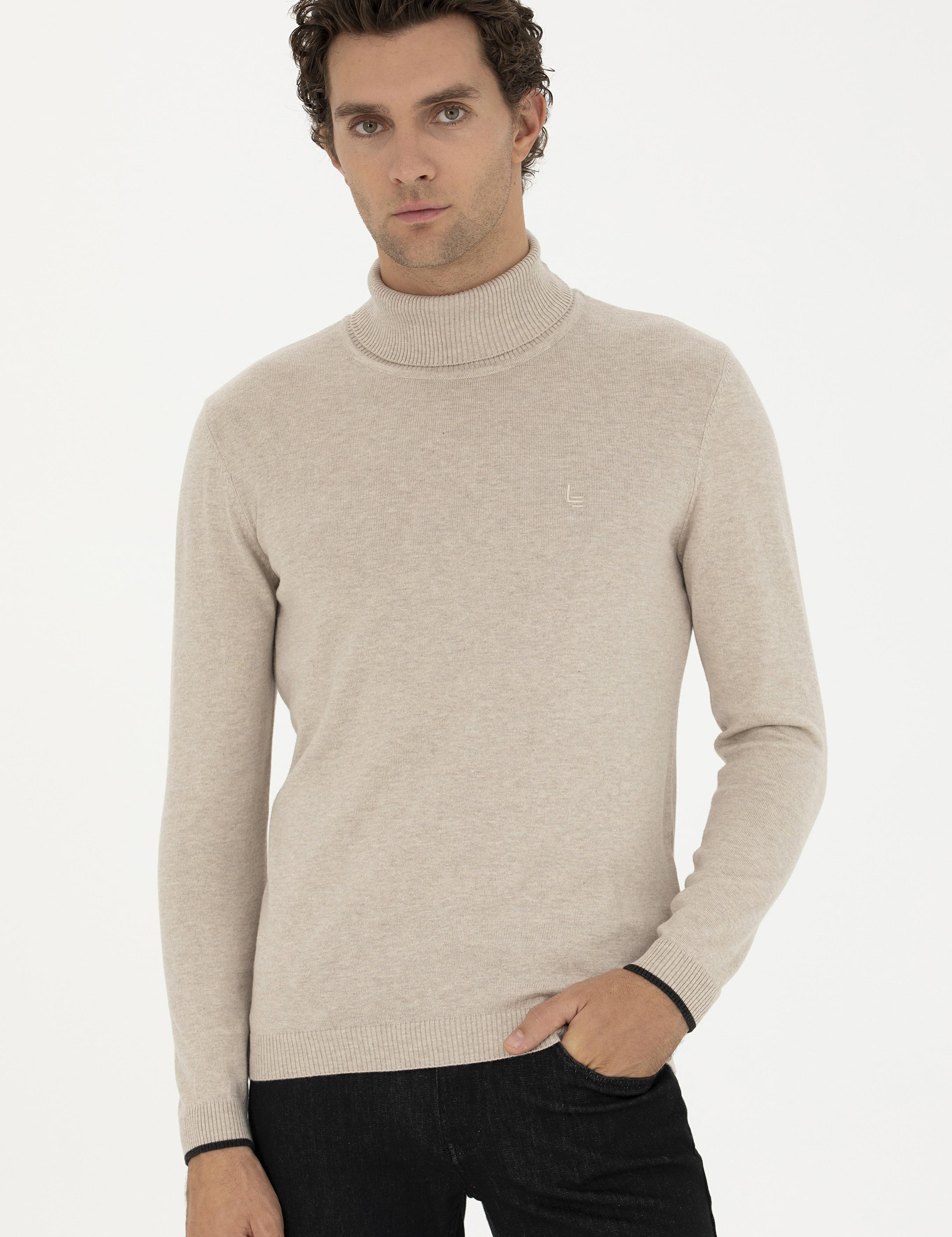 Kum Melanj Slim Fit Balıkçı Yaka Basic Triko Kazak - 50258919003