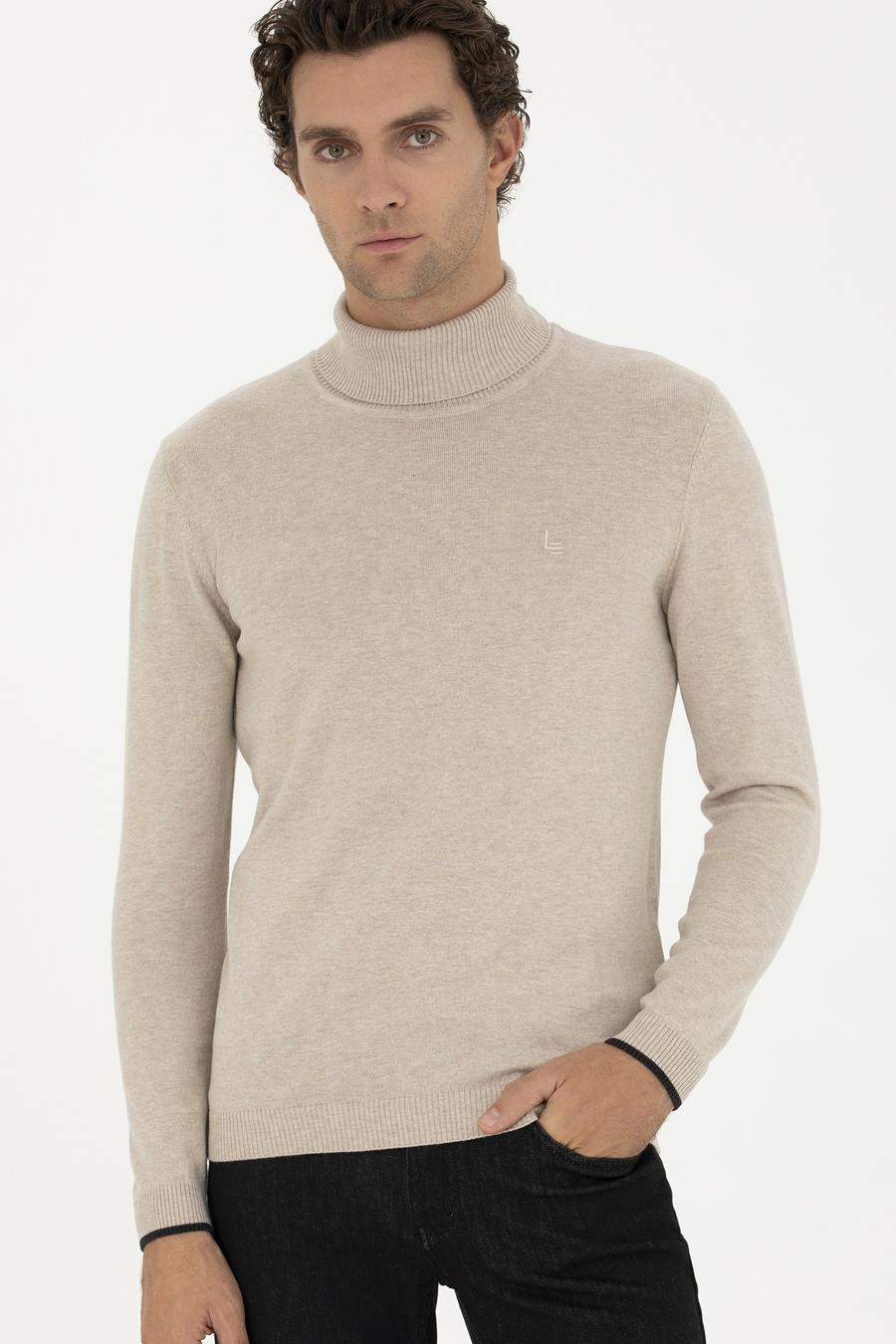 Kum Melanj Slim Fit Balıkçı Yaka Basic Triko Kazak - 50258919003