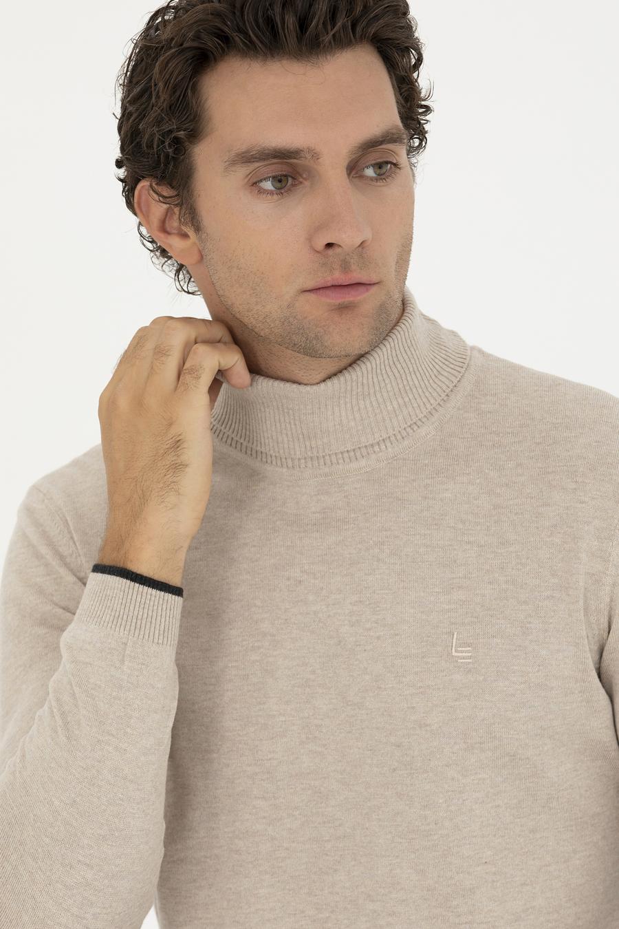 Kum Melanj Slim Fit Balıkçı Yaka Basic Triko Kazak - 50258919003