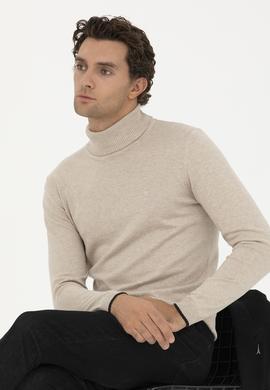 Kum Melanj Slim Fit Balıkçı Yaka Basic Triko Kazak