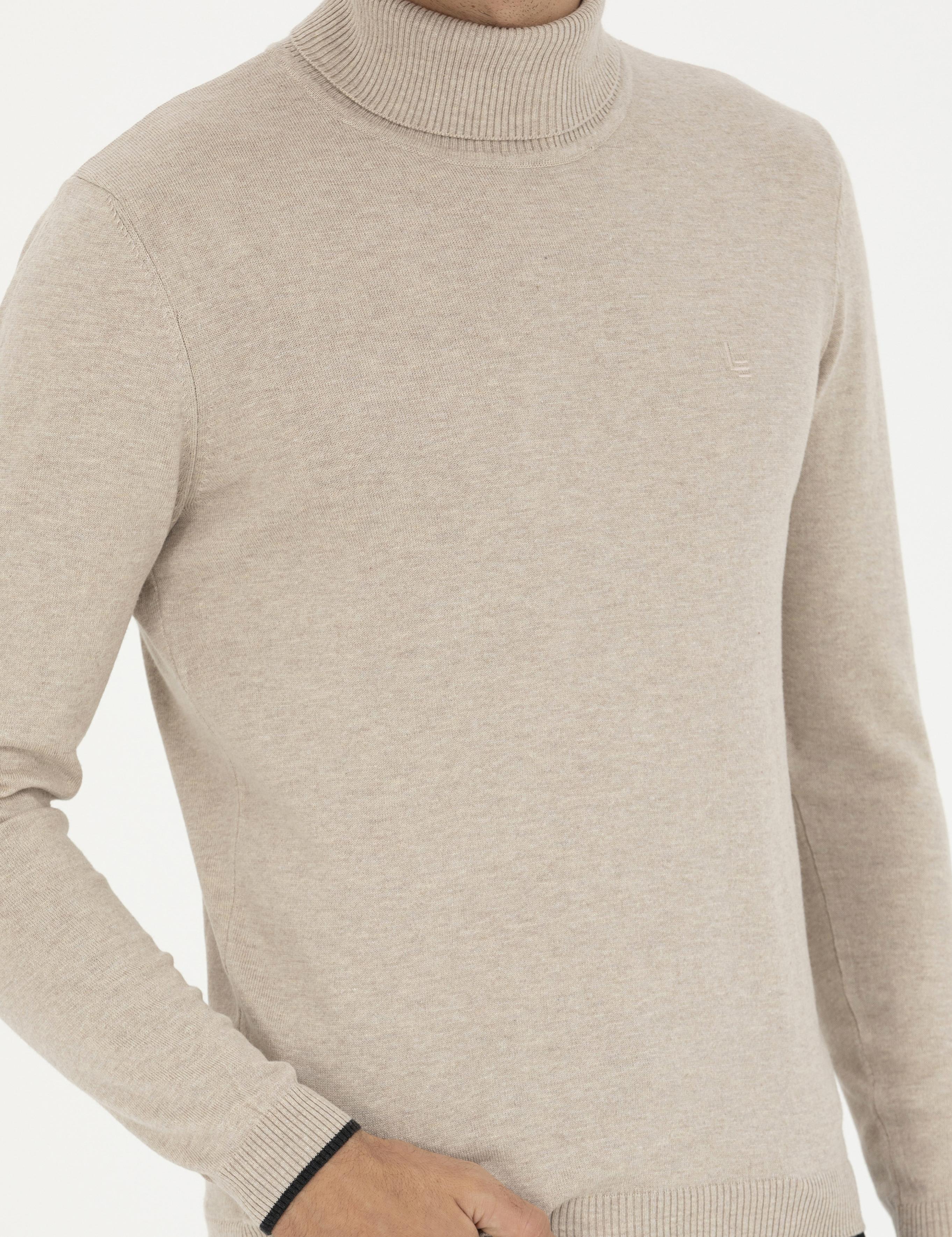 Kum Melanj Slim Fit Balıkçı Yaka Basic Triko Kazak - 50258919003