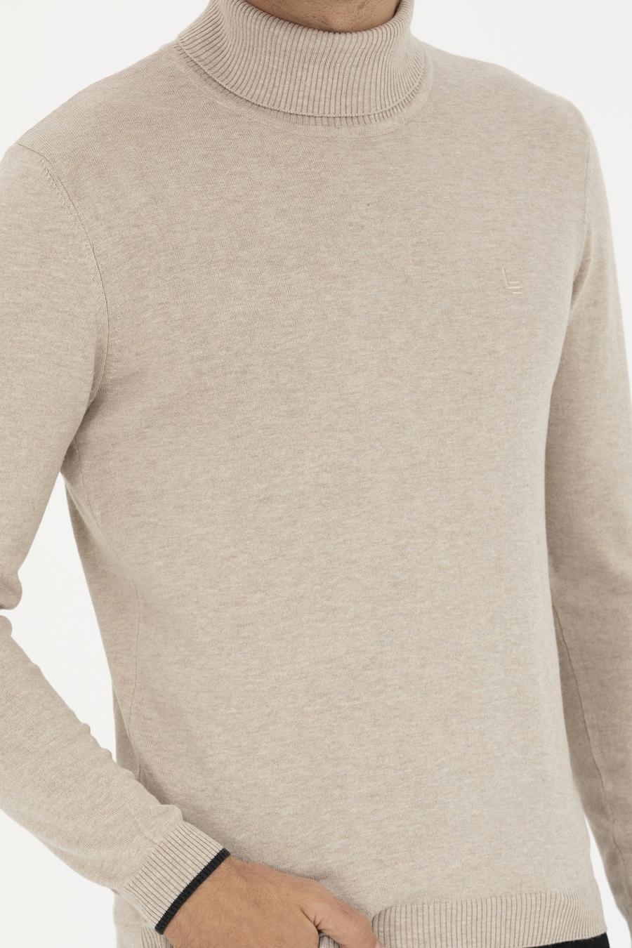 Kum Melanj Slim Fit Balıkçı Yaka Basic Triko Kazak - 50258919003