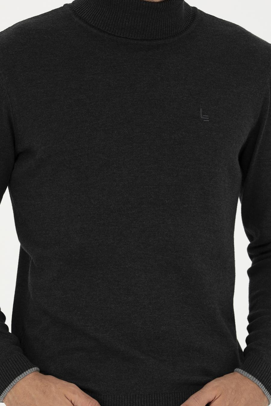 Antrasit Melanj Slim Fit Pamuk Karışımlı Balıkçı Yaka Basic Triko Kazak - 50258919012
