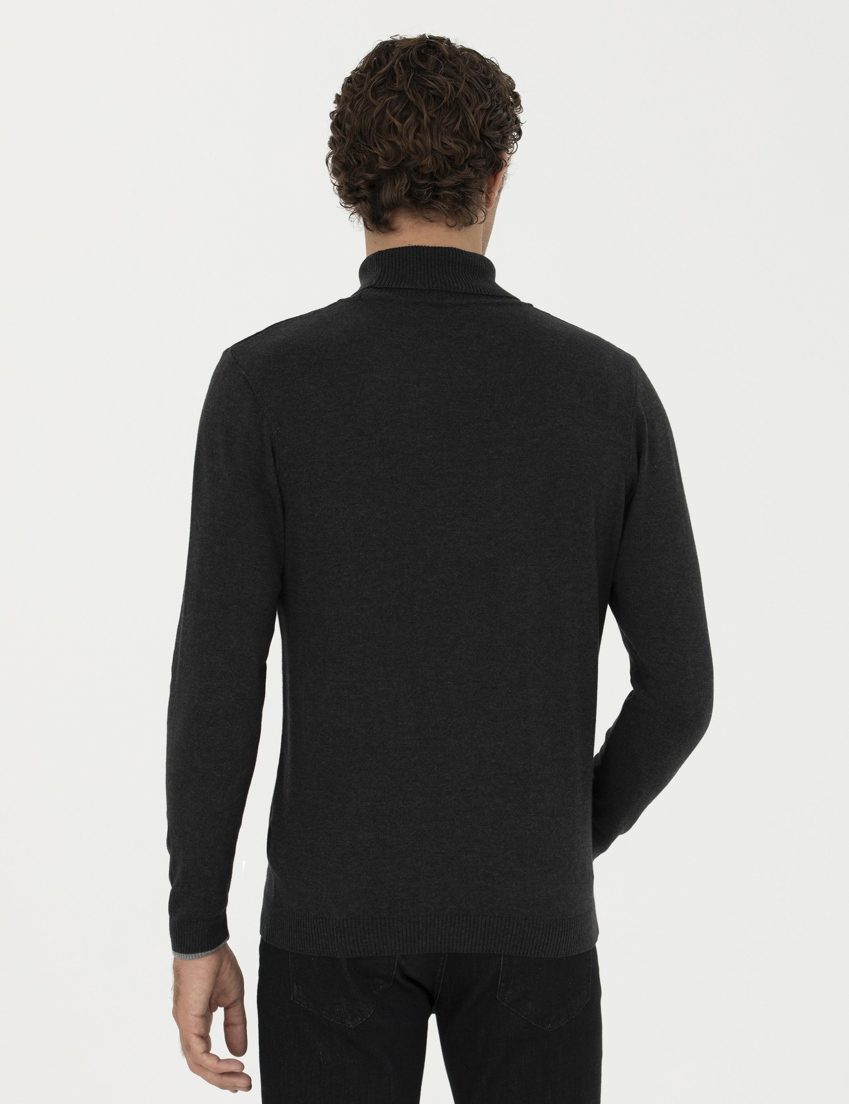 Antrasit Melanj Slim Fit Pamuk Karışımlı Balıkçı Yaka Basic Triko Kazak - 50258919012
