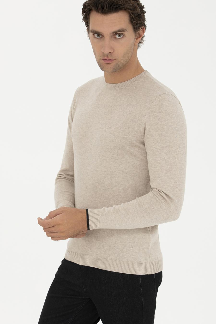Kum Melanj Slim Fit Bisiklet Yaka Basic Triko Kazak - 50259092024